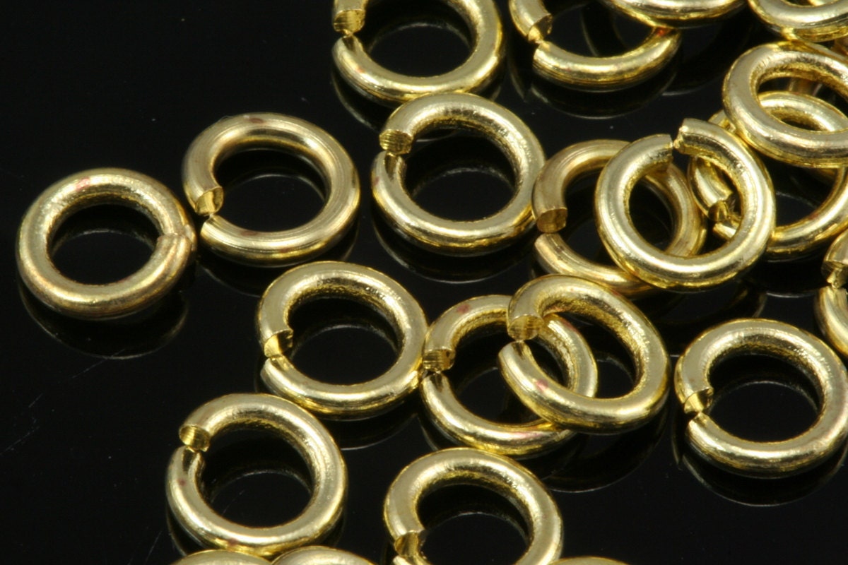 Open jump ring 6mm 17 gauge( 1,2mm ) raw brass (varnish) jumpring 617JV-23 1158V