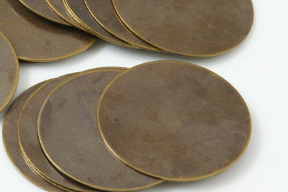 10 Pcs Antique Brass Tone Brass 32mm Circle tag ,Findings 4ABW-34 172