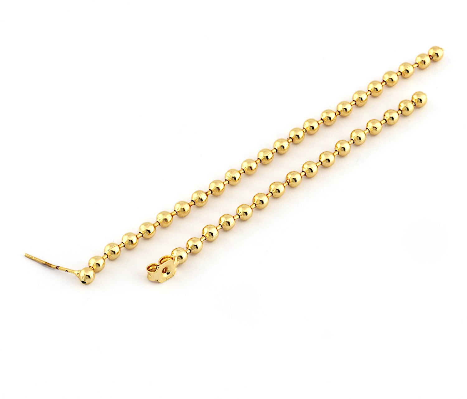 Ball Chain Earring Shiny Gold Plated Brass (100mm) 2172