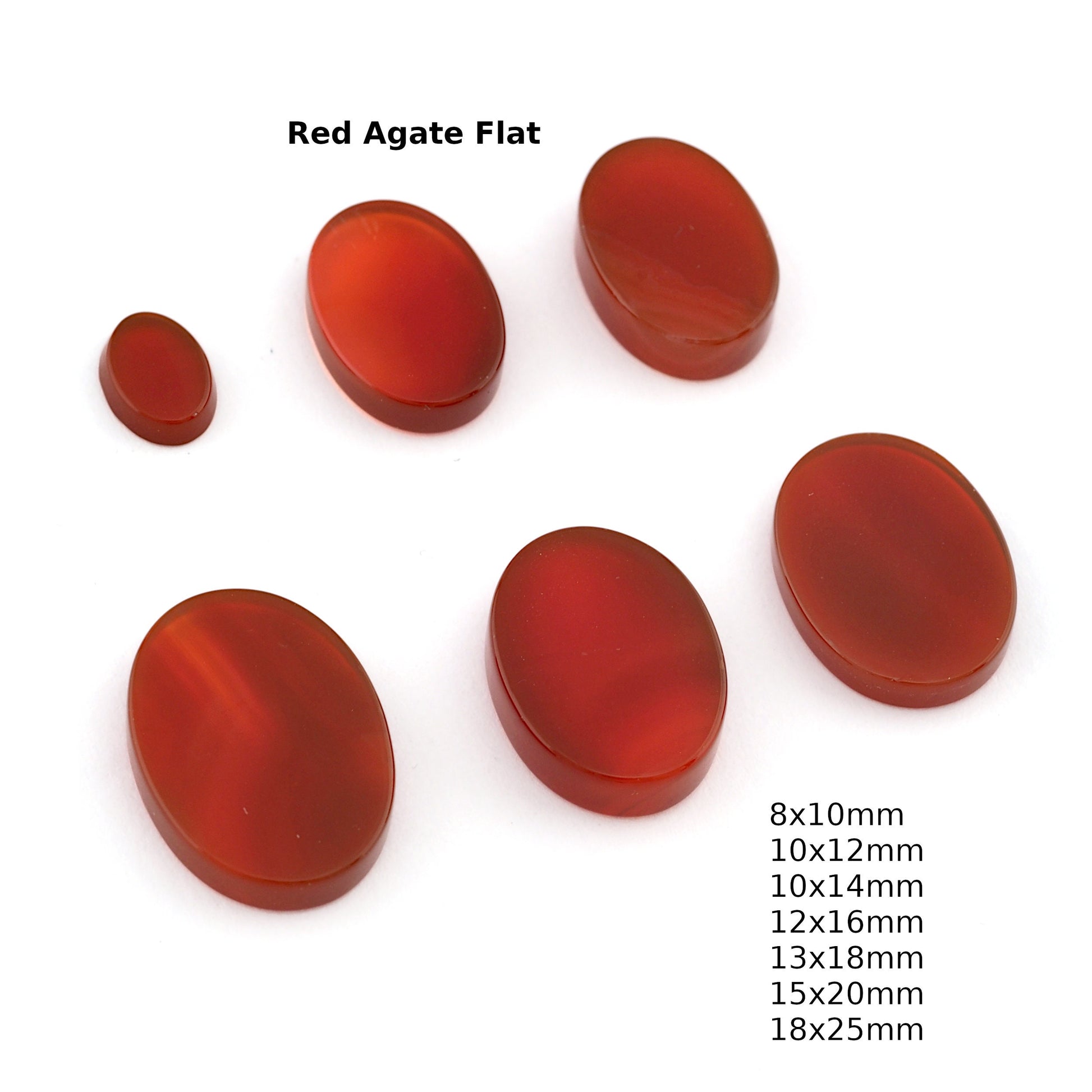 Red Dyed Agate Oval Flat Cabochon 8x10 10x12 10x14 12x16 13x18 15x20 18x25mm - no hole cb154