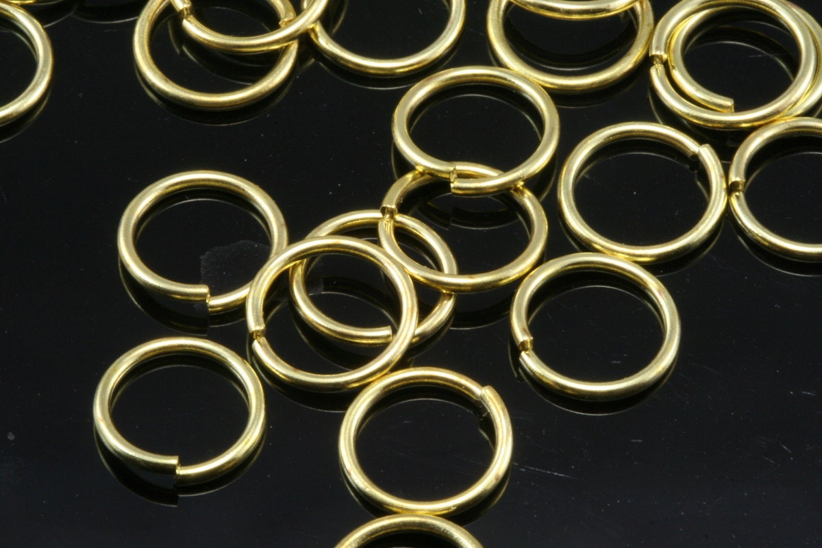 Open jump ring 100 pcs 14mm 15 gauge( 1,5mm ) raw brass (varnish) jumpring 1415JV-60 1177 V