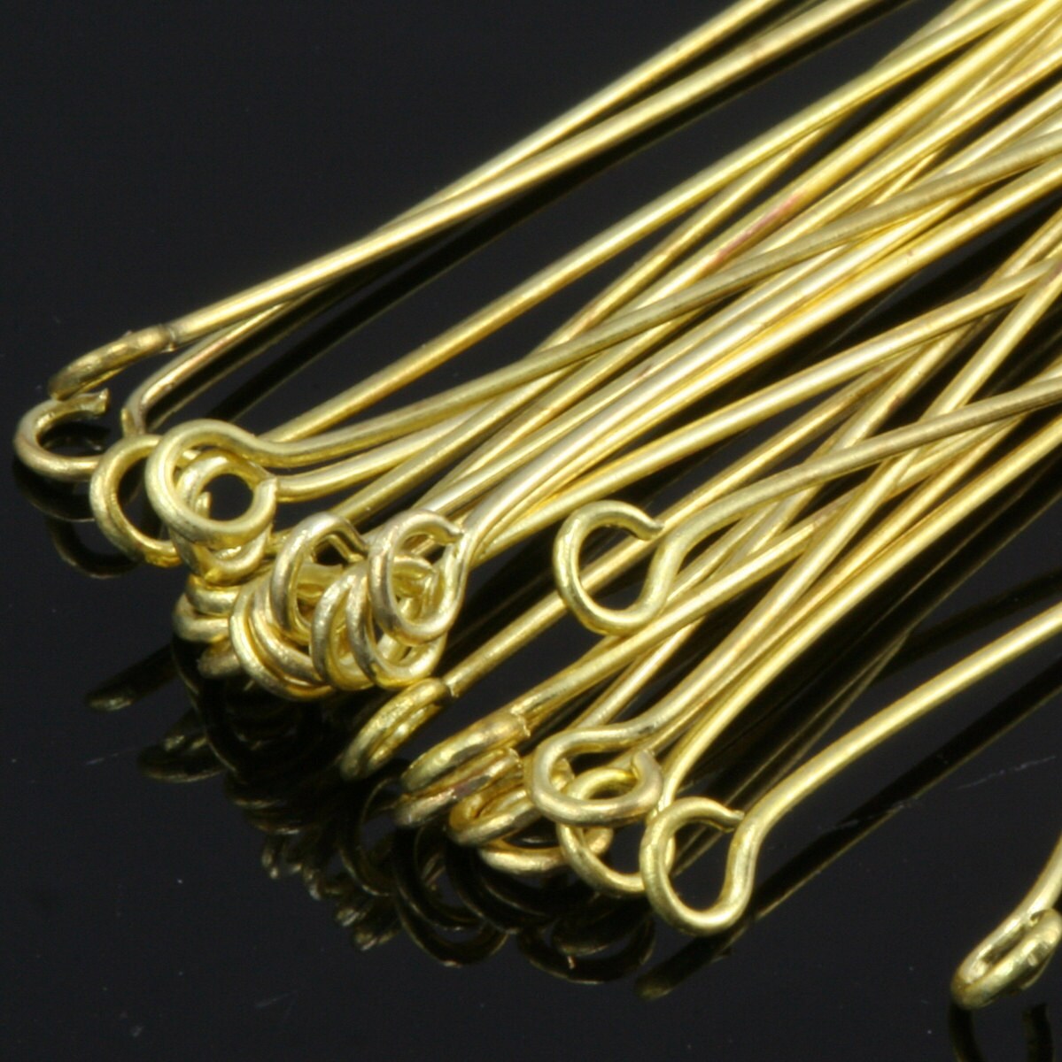 Brass eye pin 1000 pcs 35mm 24 gauge( 0,55mm ) raw brass (varnish) eyepin EV3524-18-200