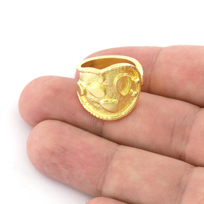 Spoon Ring Adjustable Drop Blank Bezel -Raw brass -Shiny silver -Antique silver -Shiny gold plated (7 US Adjustable ) 4x6mm Blank 5444