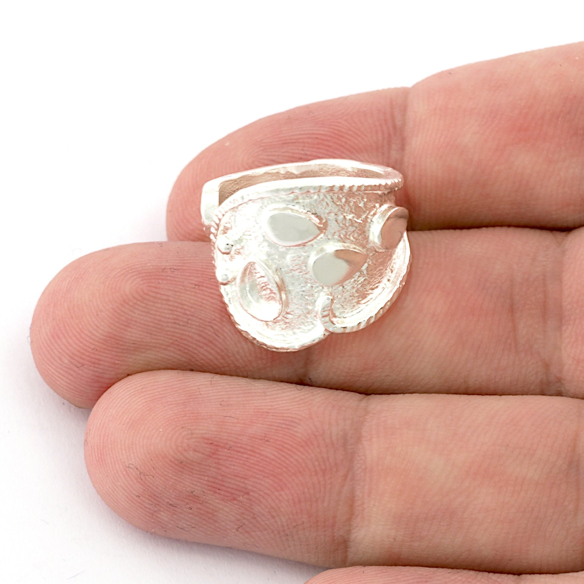 Spoon Ring Adjustable Drop Blank Bezel -Raw brass -Shiny silver -Antique silver -Shiny gold plated (7 US Adjustable ) 4x6mm Blank 5444