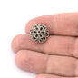 Flower Spheroid Sphere Ball Spacer Beads, Raw Brass Shiny Gold Plated, Antique Silver, Shiny Silver Plated 16x9mm bab2 5445
