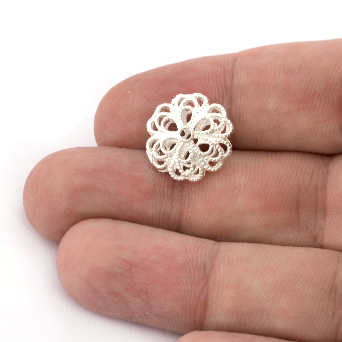 Flower Spheroid Sphere Ball Spacer Beads, Raw Brass Shiny Gold Plated, Antique Silver, Shiny Silver Plated 16x9mm bab2 5445