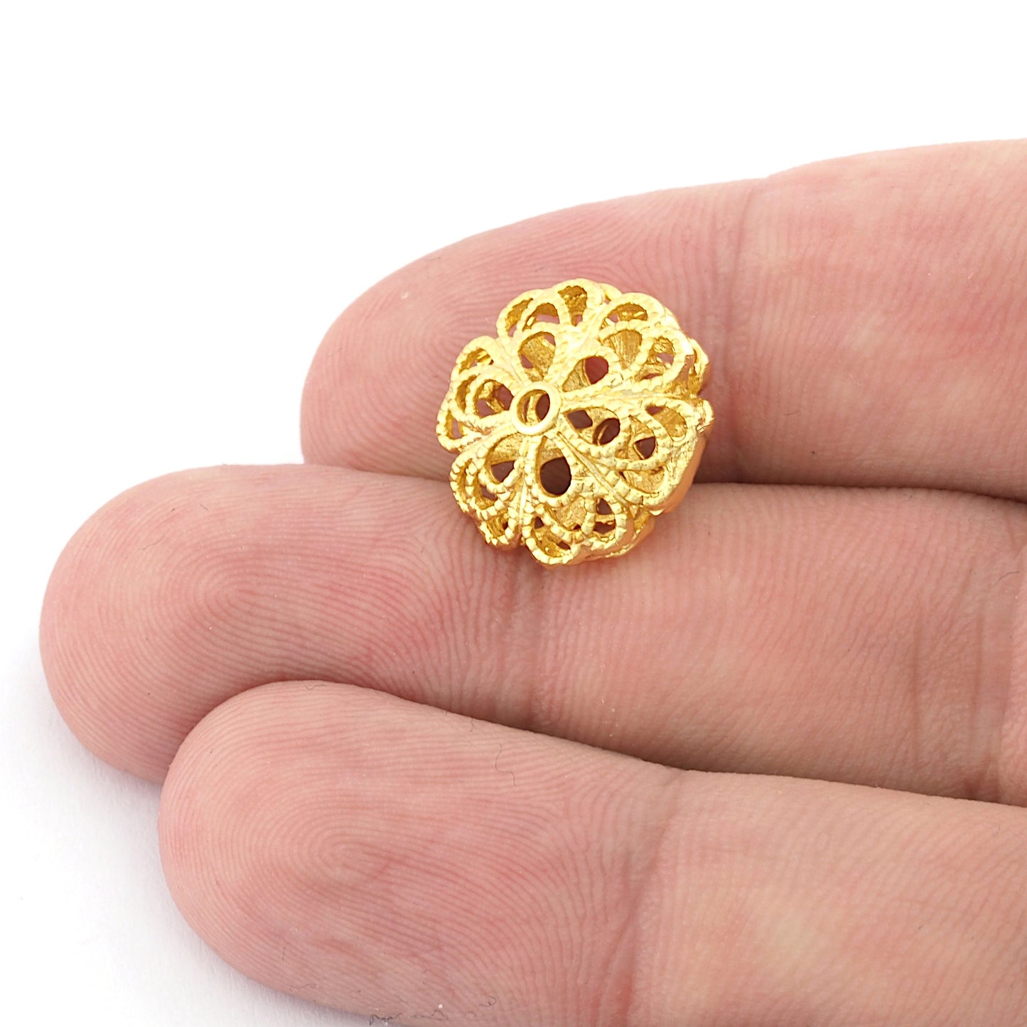 Flower Spheroid Sphere Ball Spacer Beads, Raw Brass Shiny Gold Plated, Antique Silver, Shiny Silver Plated 16x9mm bab2 5445