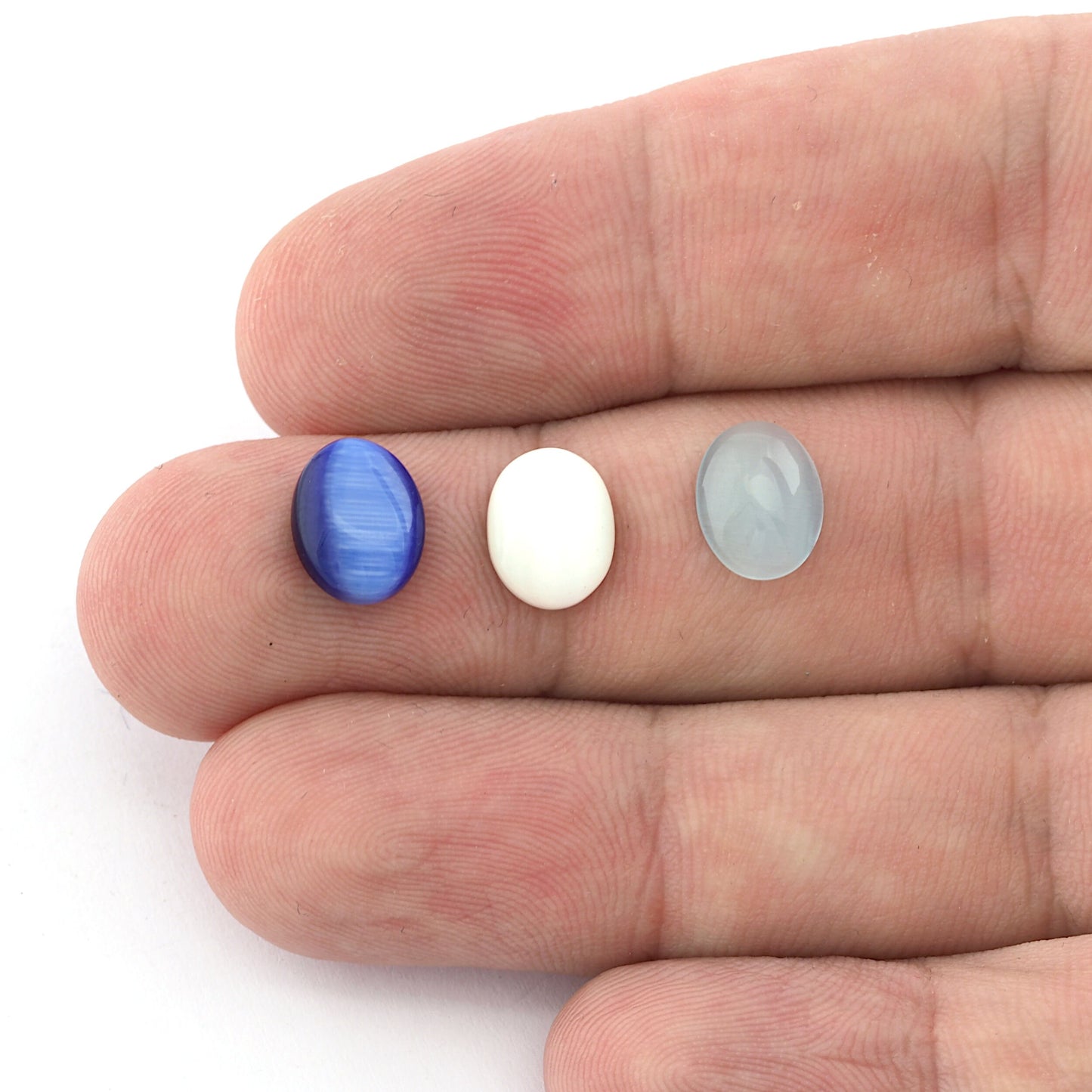 Oval Glass Cat Eye Cabochon 8x10 mm Flat Back Pink, Light Green, Black, Sea Blue, White, Purple, Green, Blue, Navy Blue CAB158