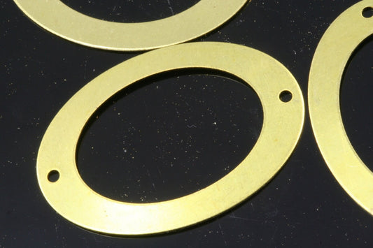 Oval 2 hole connector Charms ,Findings Raw Brass 27x37mm 599R-75