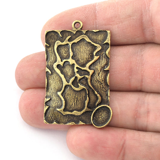 Oval Blank Charms, Bezel Setting Blank Resin Pendant Antique bronze plated brass 6x8mm Blank 5437
