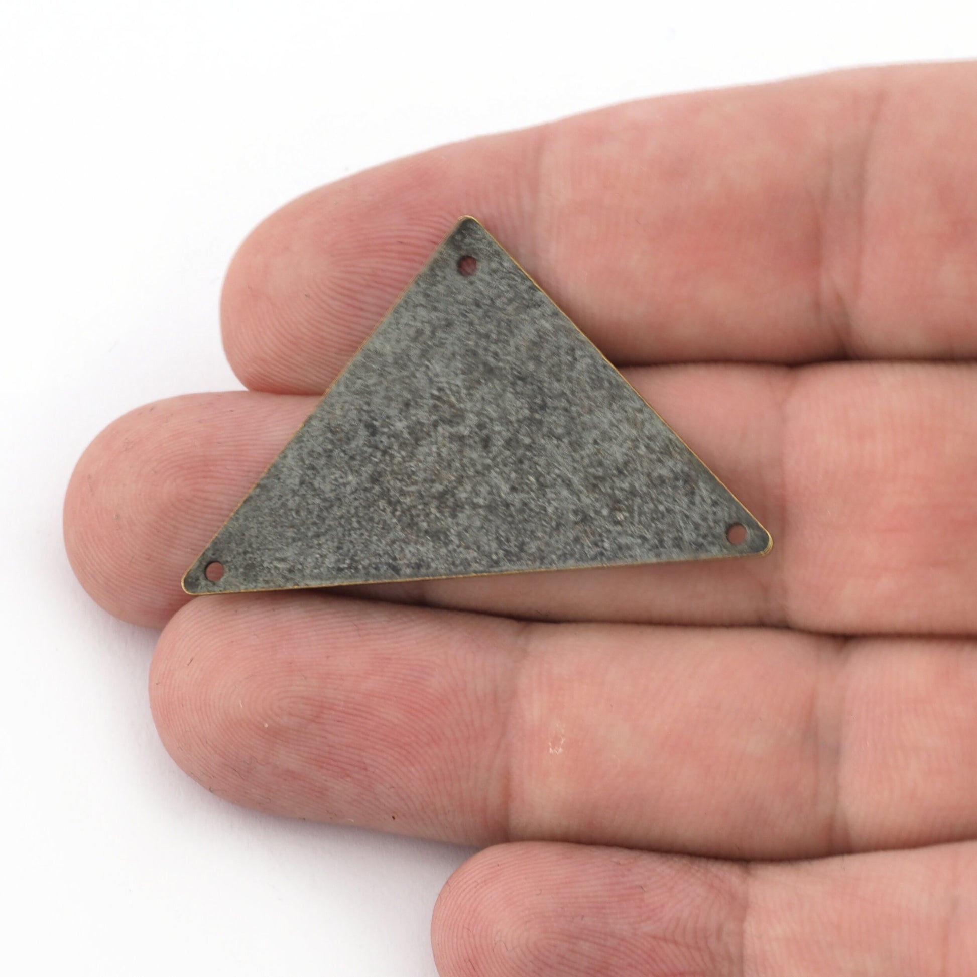 Triangle tag blank, connector Raw brass, Antique Silver, Antique Copper, Antique Bronze 45x28mm 3 hole 3889