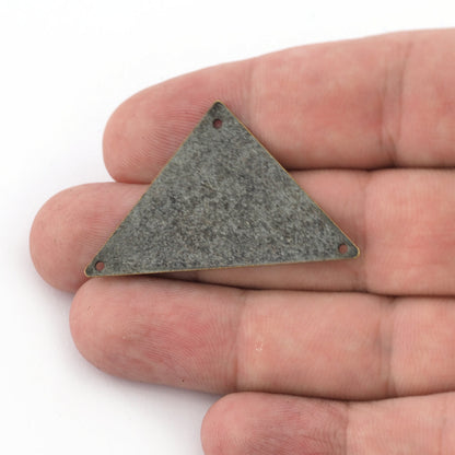 Triangle tag blank, connector Raw brass, Antique Silver, Antique Copper, Antique Bronze 45x28mm 3 hole 3889