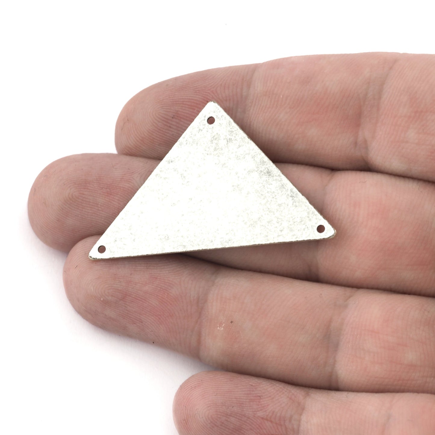 Triangle tag blank, connector Raw brass, Antique Silver, Antique Copper, Antique Bronze 45x28mm 3 hole 3889
