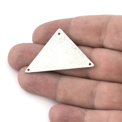 Triangle tag blank, connector Raw brass, Antique Silver, Antique Copper, Antique Bronze 45x28mm 3 hole 3889