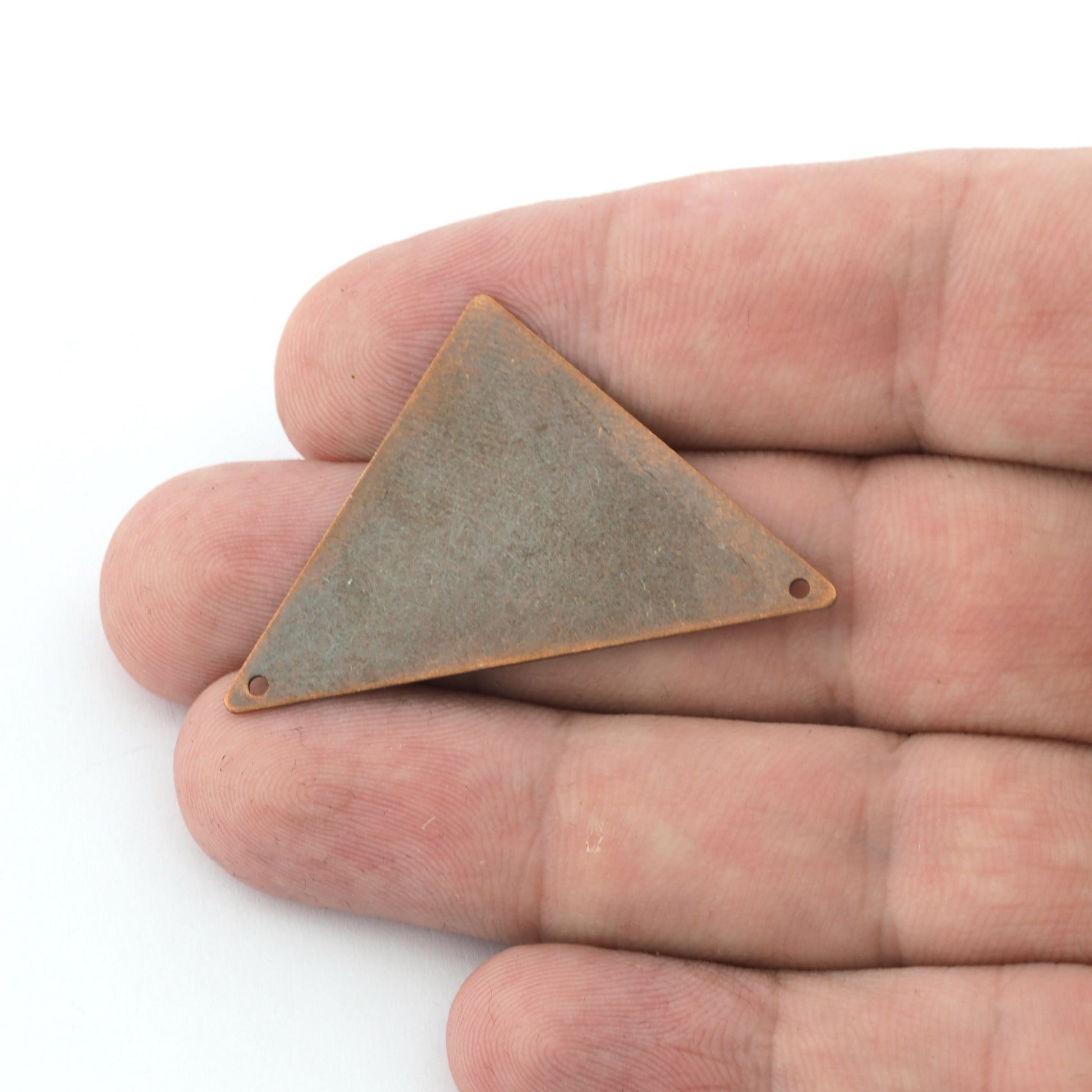 Triangle Tag Blank 45x28mm Raw brass, Antique Copper, Antique Brass, Matte Gold 2 hole connector charms findings 742