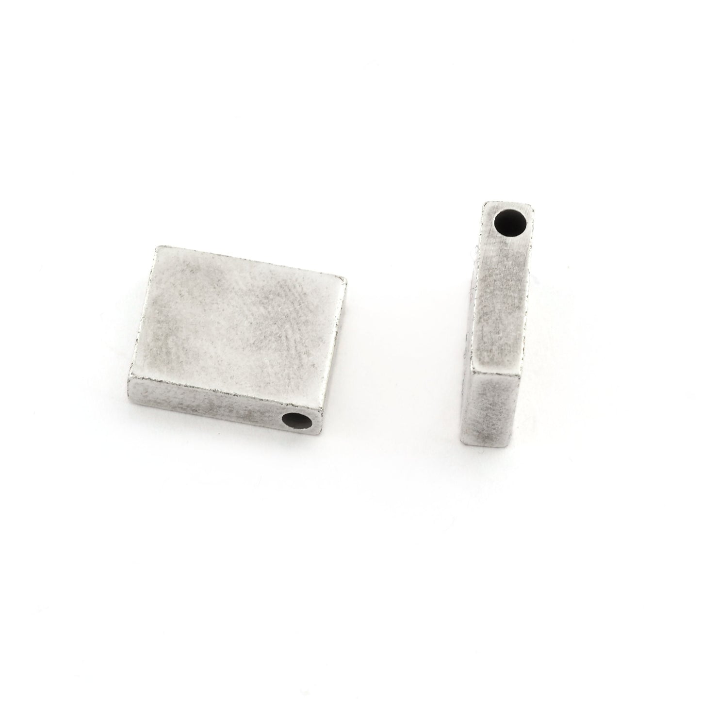 Rectangle bar rod stamping Antique Silver Plated Brass 12x15x4mm Hole: 2.5mm 5407