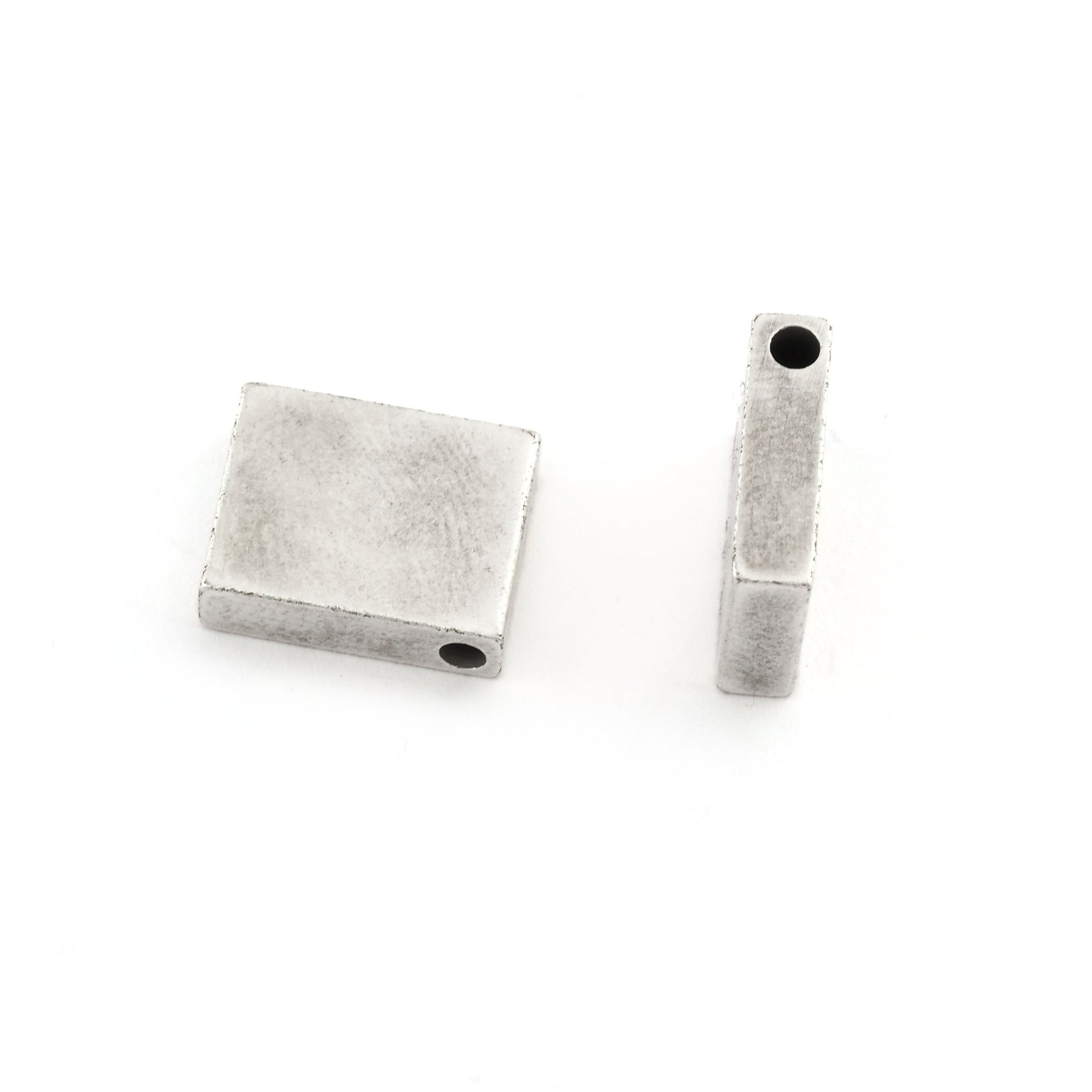 Rectangle bar rod stamping Antique Silver Plated Brass 12x15x4mm Hole: 2.5mm 5407