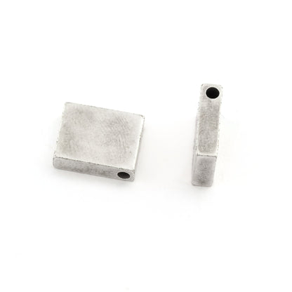 Rectangle bar rod stamping Antique Silver Plated Brass 12x15x4mm Hole: 2.5mm 5407