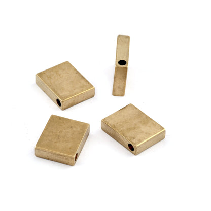 Rectangle bar rod stamping Raw Brass 12x15x4mm Hole: 2.5mm 5407