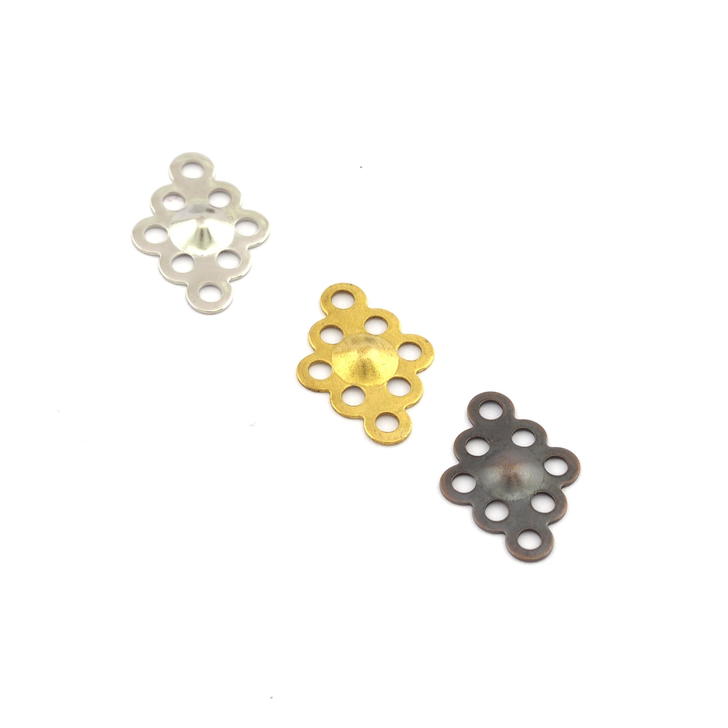 Flower Connector Brass 17x12mm Charms Silver Tone, Raw Brass, Antique Copper Findings 0030