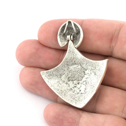 Dangle Pendant, Round Bezel Setting Blank Resin Pendant Antique Silver brass 8mm Blank 5439