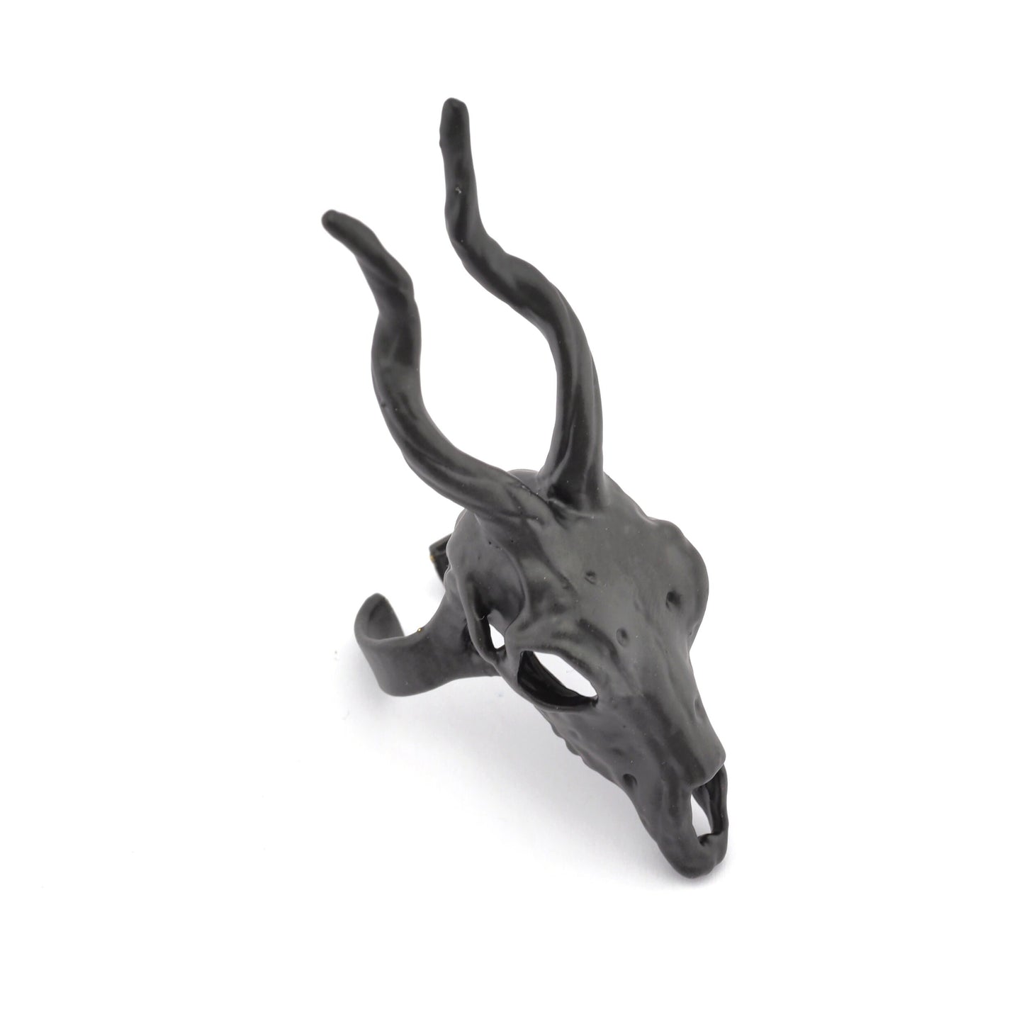 Goat Skull Ring Adjustable Black Painted brass (18mm 8US inner size) 5228