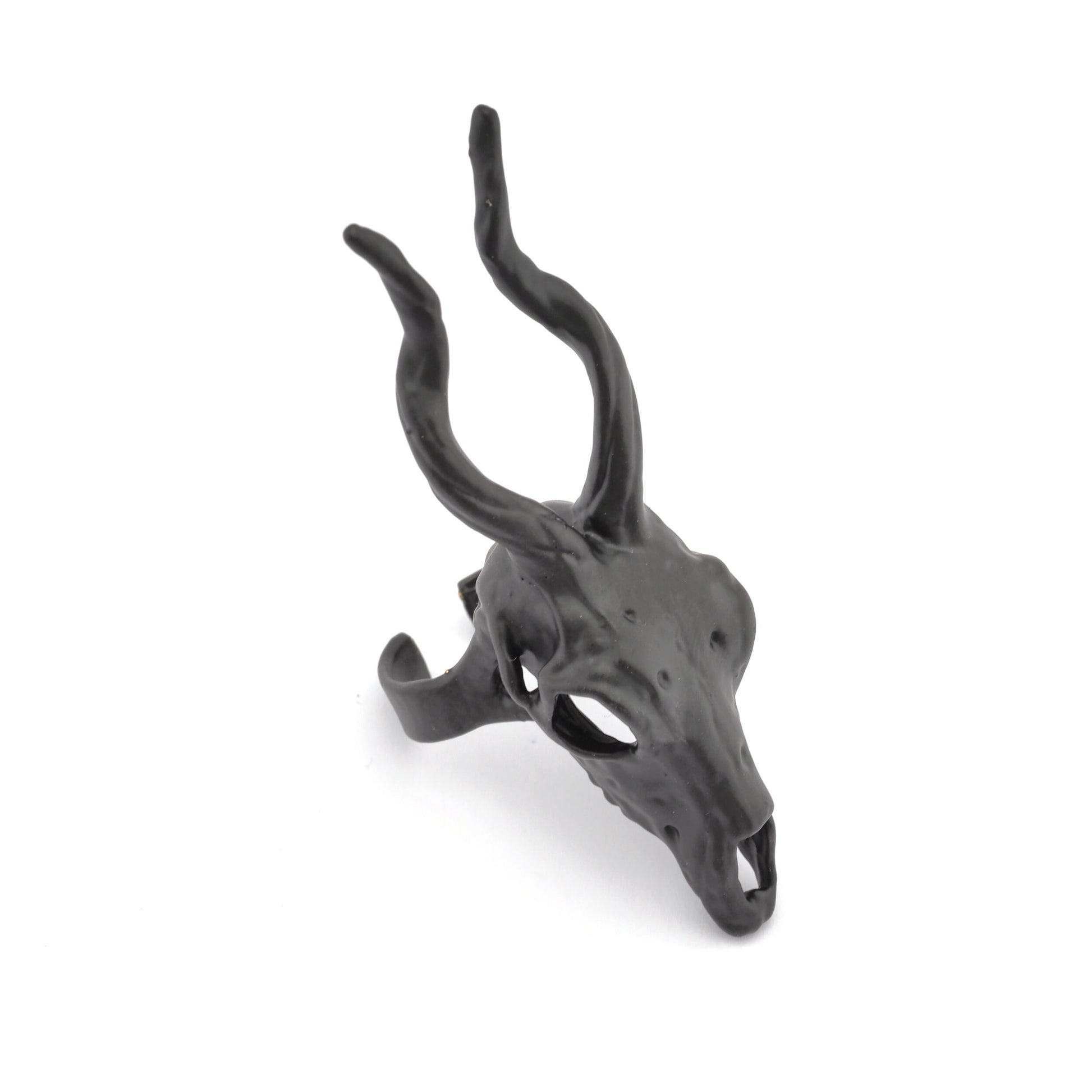 Goat Skull Ring Adjustable Black Painted brass (18mm 8US inner size) 5228