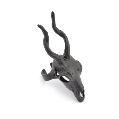 Goat Skull Ring Adjustable Black Painted brass (18mm 8US inner size) 5228
