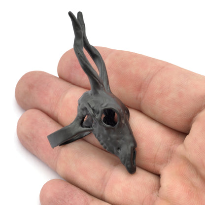 Goat Skull Ring Adjustable Black Painted brass (18mm 8US inner size) 5228