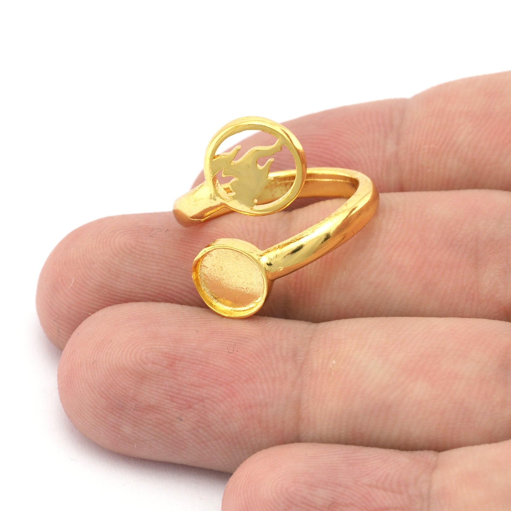 Fire Four Elements Band Ring , Bezel Setting Blank Raw Brass, Antique Silver, Shiny silver, Shiny gold plated Brass (8mm Blank ) 5459