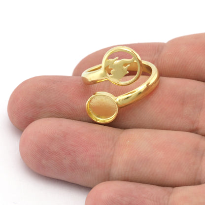 Fire Four Elements Band Ring , Bezel Setting Blank Raw Brass, Antique Silver, Shiny silver, Shiny gold plated Brass (8mm Blank ) 5459