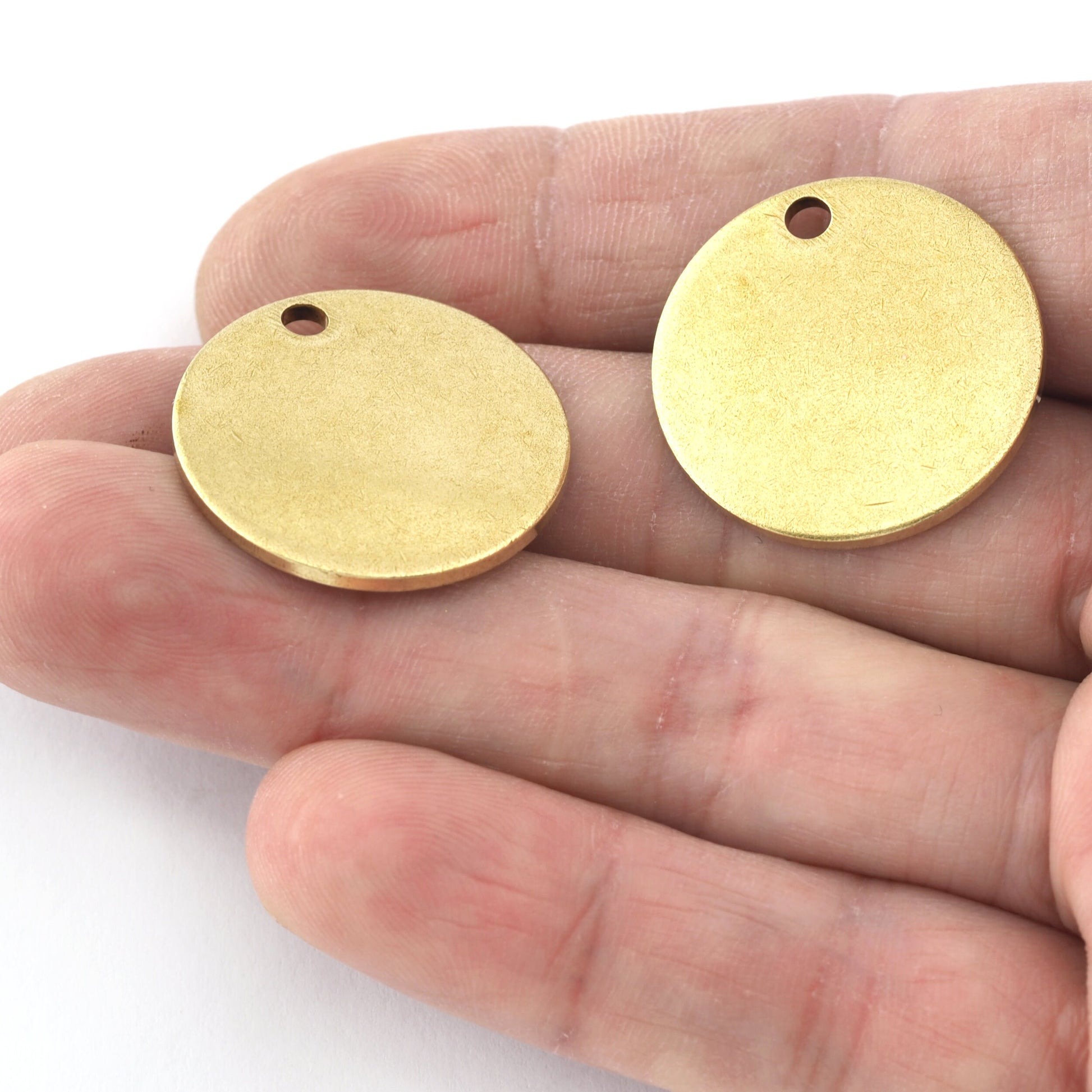 Disc Round Thick Circle Blank 25mm Raw brass findings stampings (Big Hole Hole 3mm) 2558