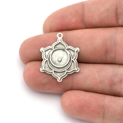 Chakra Svadhishthana Charms Shiny Gold - Shiny Silver - Antique Silver Plated or Raw Brass - 25x20mm 5462