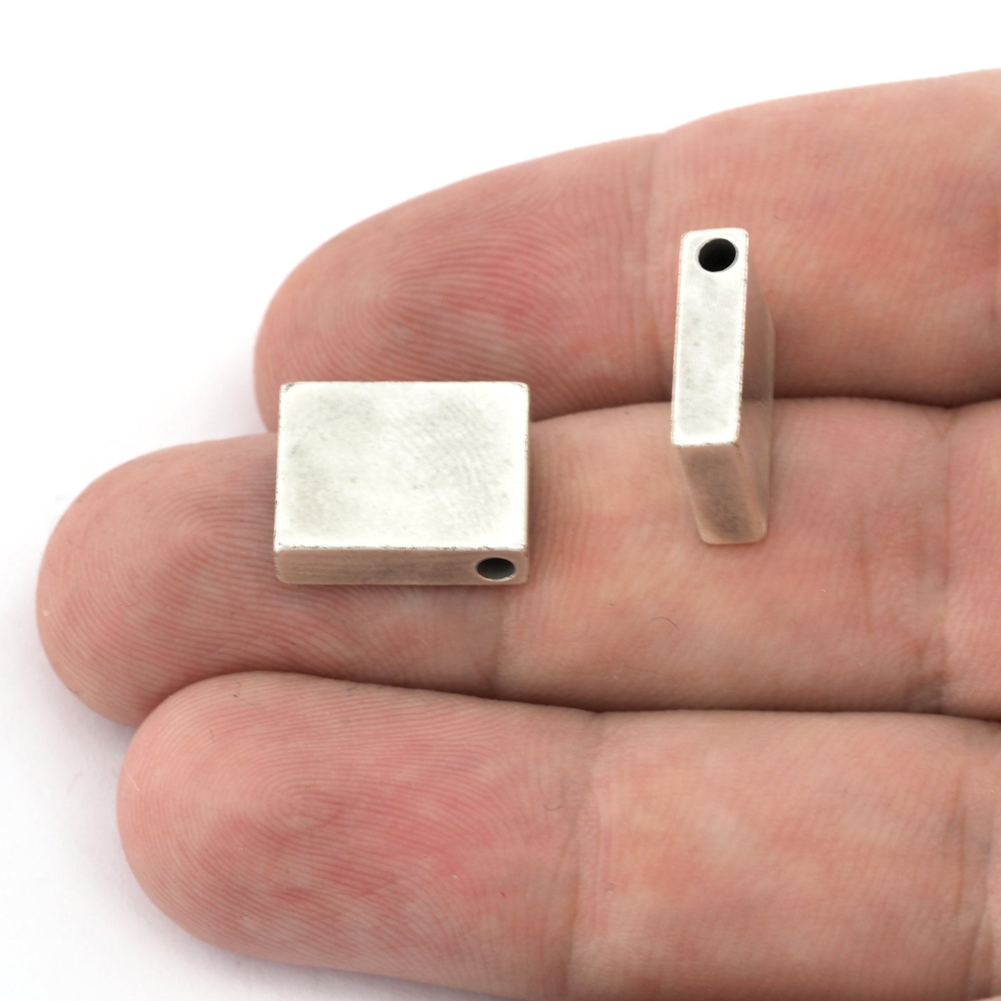 Rectangle bar rod stamping Antique Silver Plated Brass 12x15x4mm Hole: 2.5mm 5407