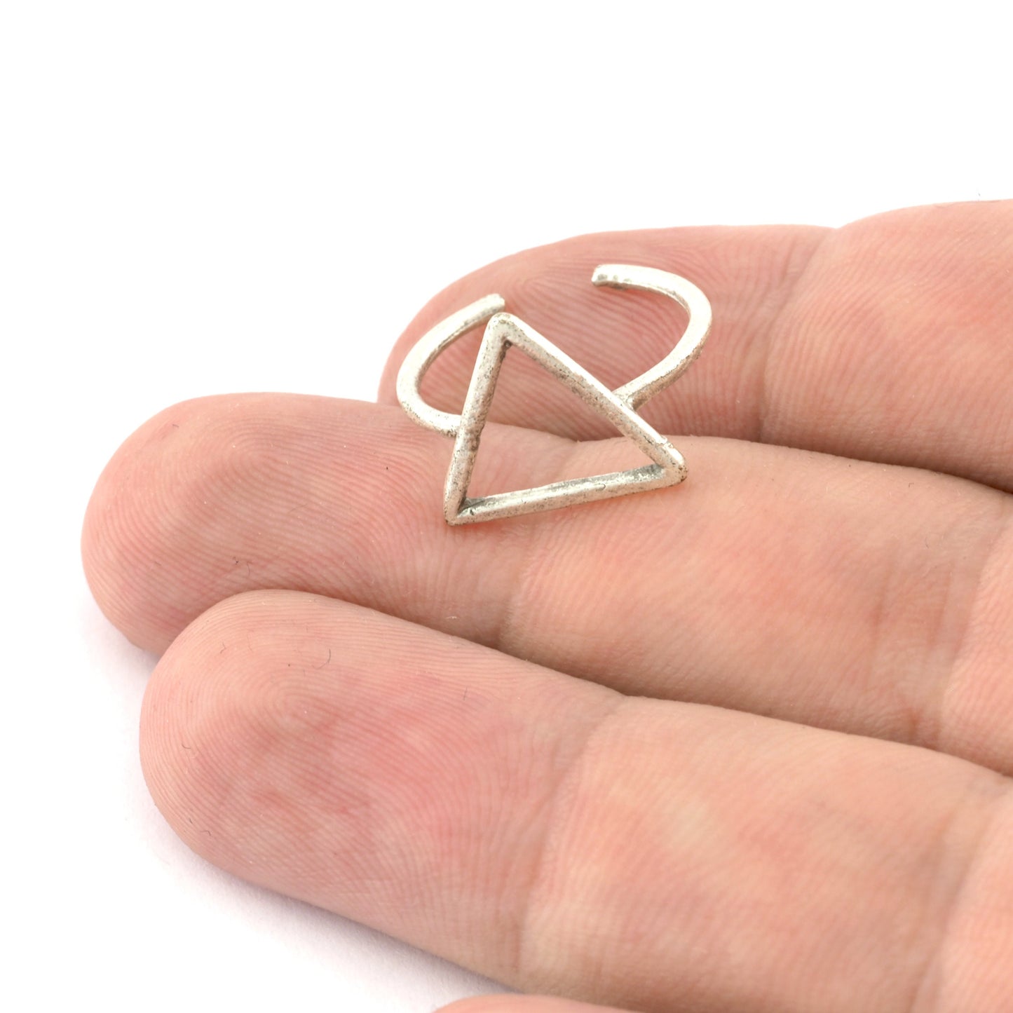 Triangle Ring Raw Brass, Antique silver plated brass (6US Adjustable ) 1199