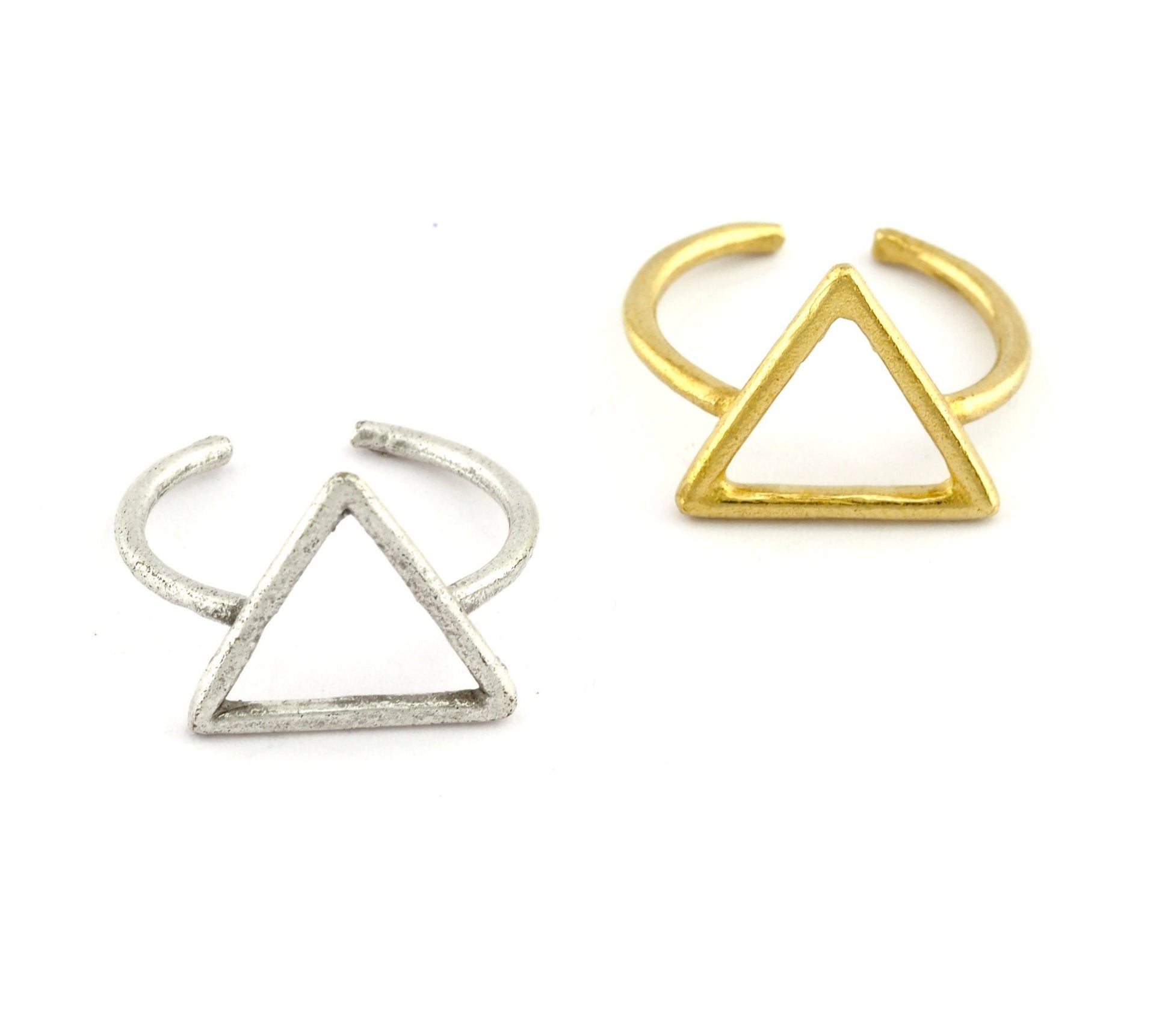 Triangle Ring Raw Brass, Antique silver plated brass (6US Adjustable ) 1199