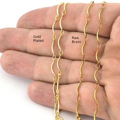 Bar Chain Raw Brass or Shiny Gold Plated Soldered Jewelry Chain 12x1.1mm Z197