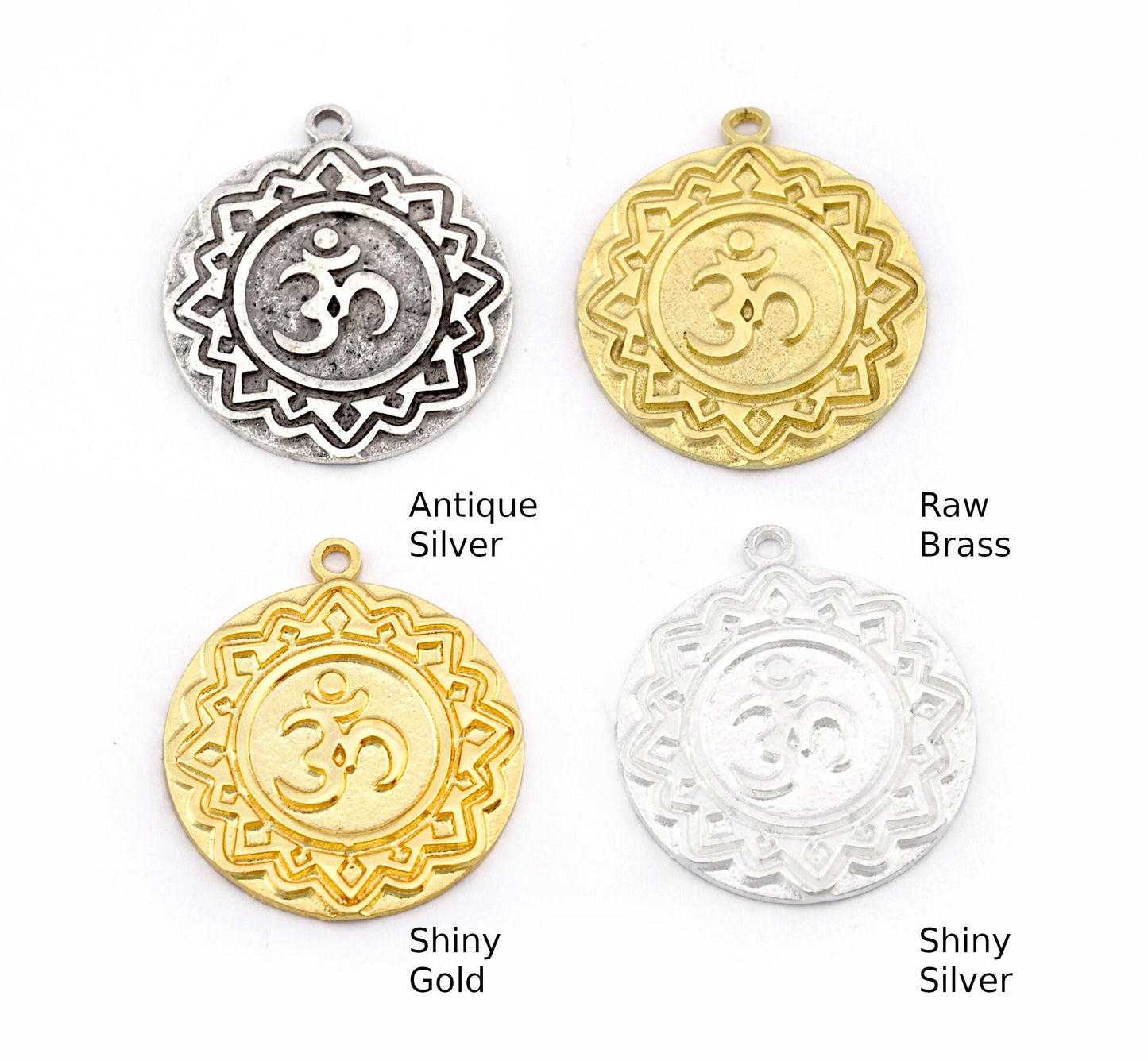 Chakra Sahasrara Charms Shiny Gold - Shiny Silver - Antique Silver Plated or Raw Brass - 24x21mm 5471