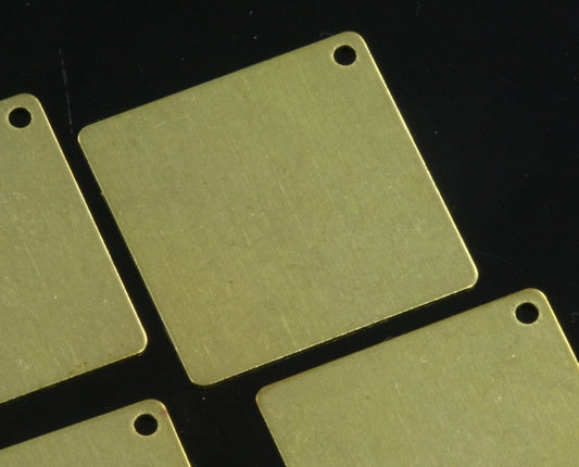 Square Tag Raw Brass 20mm 1 hole Charms ,Findings 52R-155