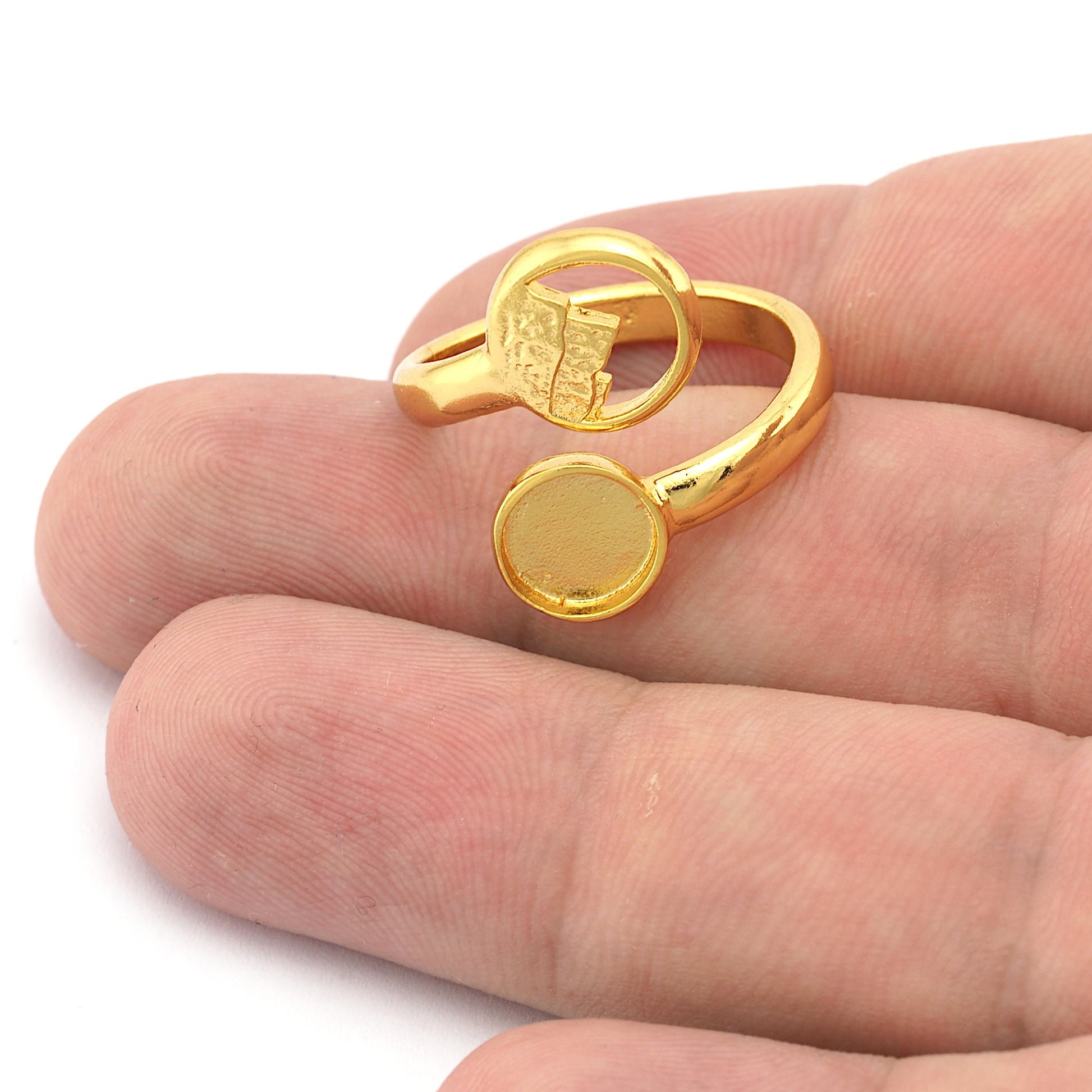 Earth Four Elements Band Ring , Bezel Setting Blank Raw Brass, Antique Silver, Shiny silver, Shiny gold plated Brass (8mm Blank ) 5458