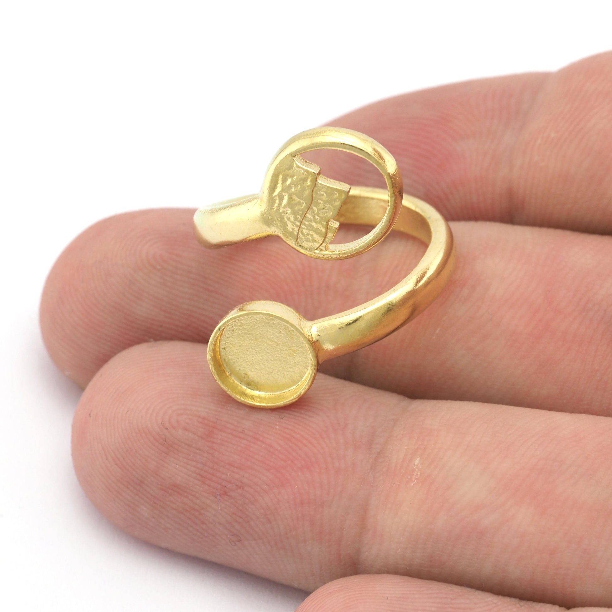 Earth Four Elements Band Ring , Bezel Setting Blank Raw Brass, Antique Silver, Shiny silver, Shiny gold plated Brass (8mm Blank ) 5458