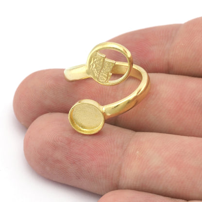 Earth Four Elements Band Ring , Bezel Setting Blank Raw Brass, Antique Silver, Shiny silver, Shiny gold plated Brass (8mm Blank ) 5458