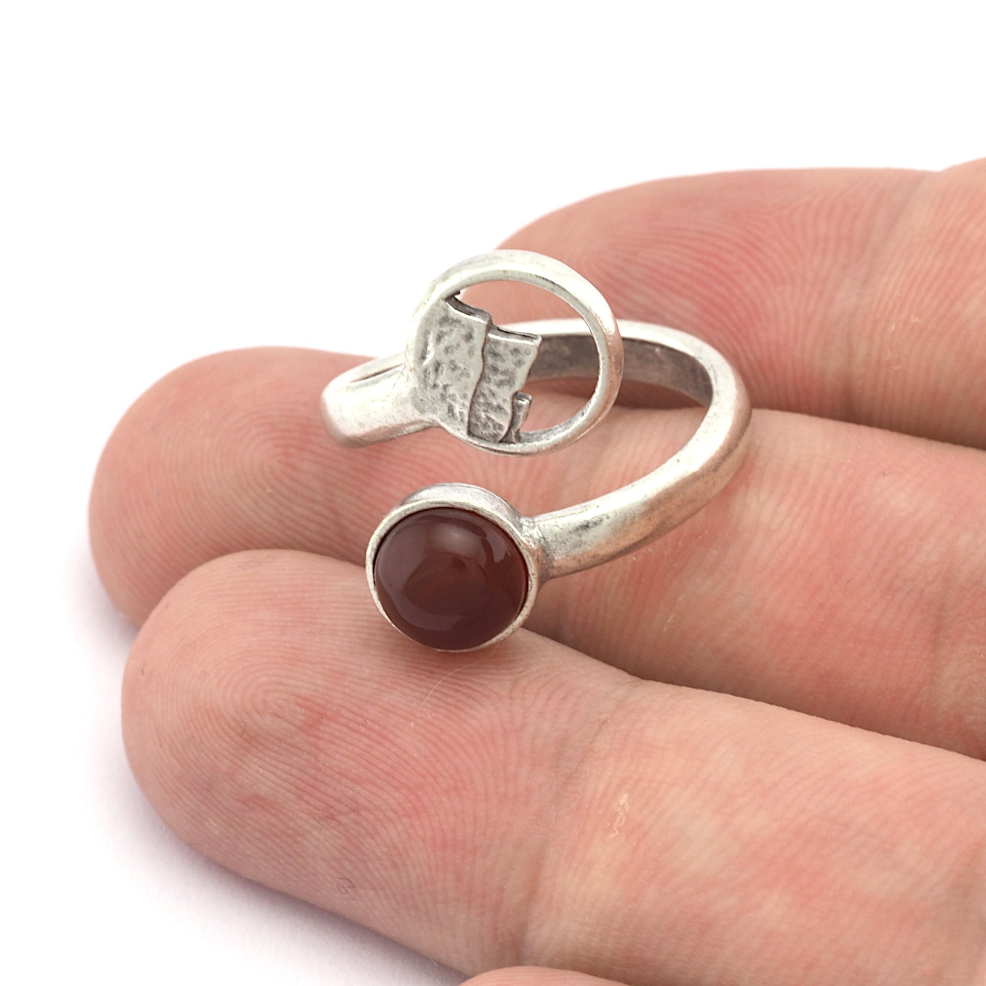 Earth Four Elements Band Ring , Bezel Setting Blank Raw Brass, Antique Silver, Shiny silver, Shiny gold plated Brass (8mm Blank ) 5458