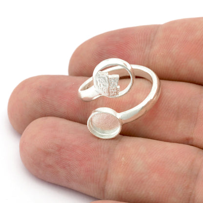 Earth Four Elements Band Ring , Bezel Setting Blank Raw Brass, Antique Silver, Shiny silver, Shiny gold plated Brass (8mm Blank ) 5458