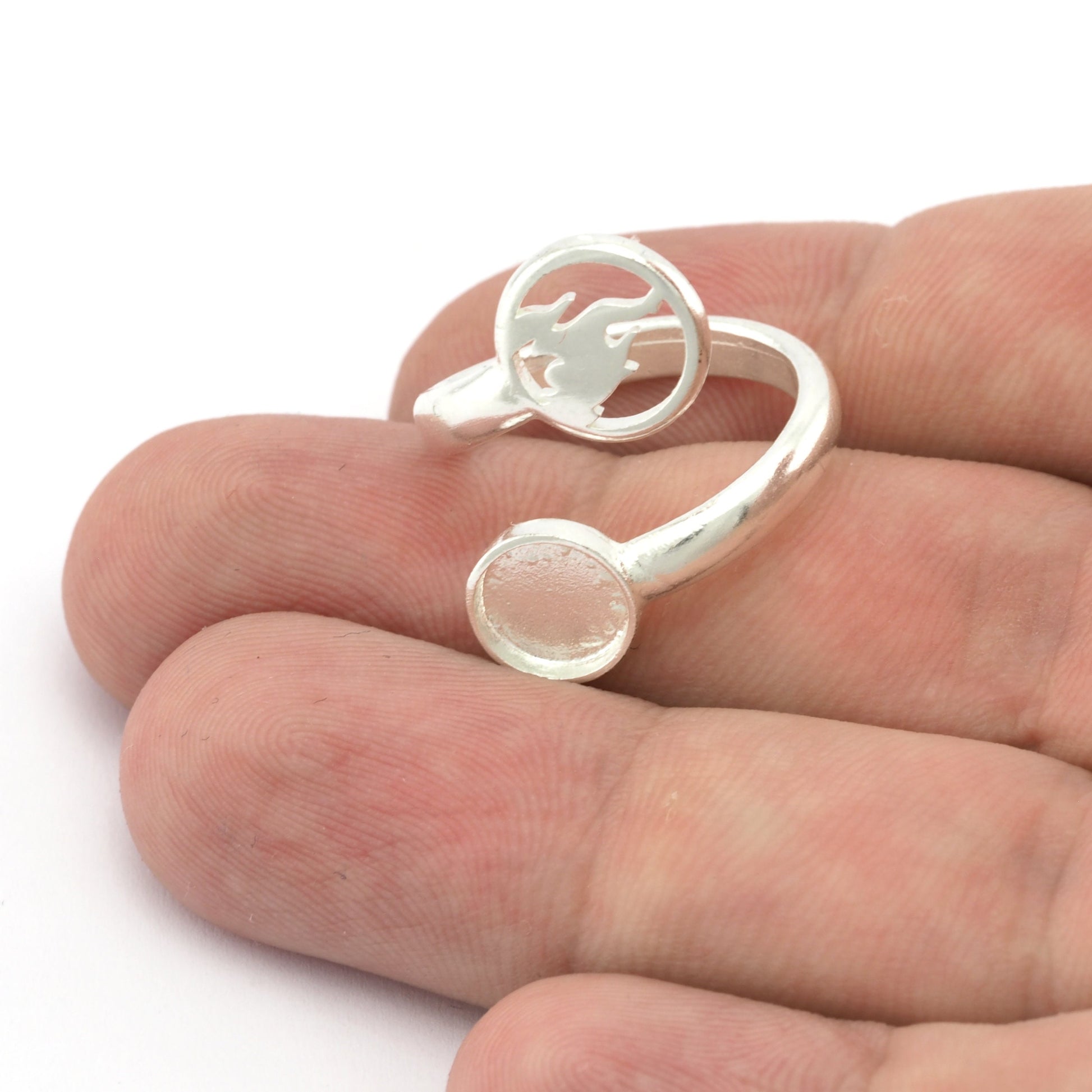 Fire Four Elements Band Ring , Bezel Setting Blank Raw Brass, Antique Silver, Shiny silver, Shiny gold plated Brass (8mm Blank ) 5459