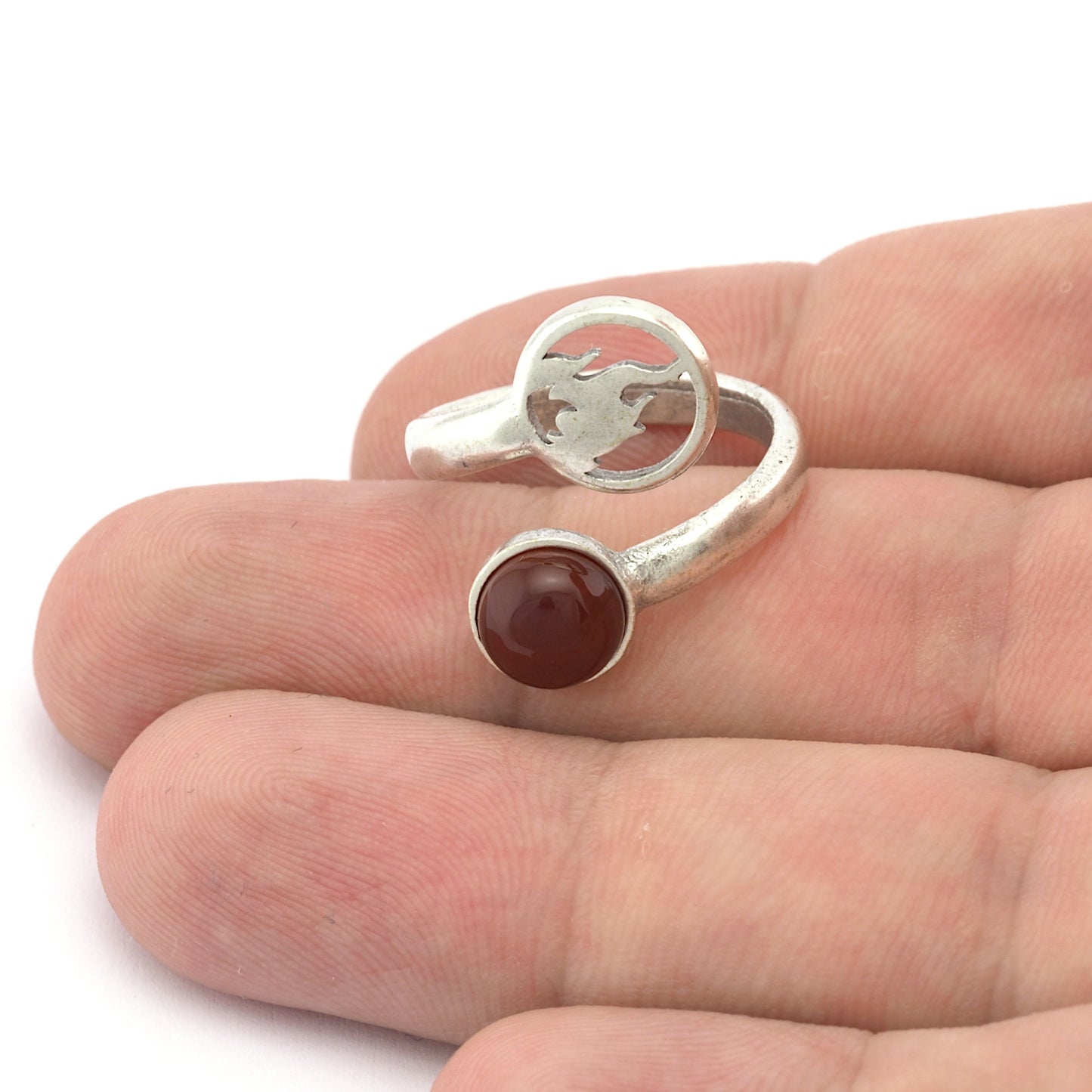 Fire Four Elements Band Ring , Bezel Setting Blank Raw Brass, Antique Silver, Shiny silver, Shiny gold plated Brass (8mm Blank ) 5459