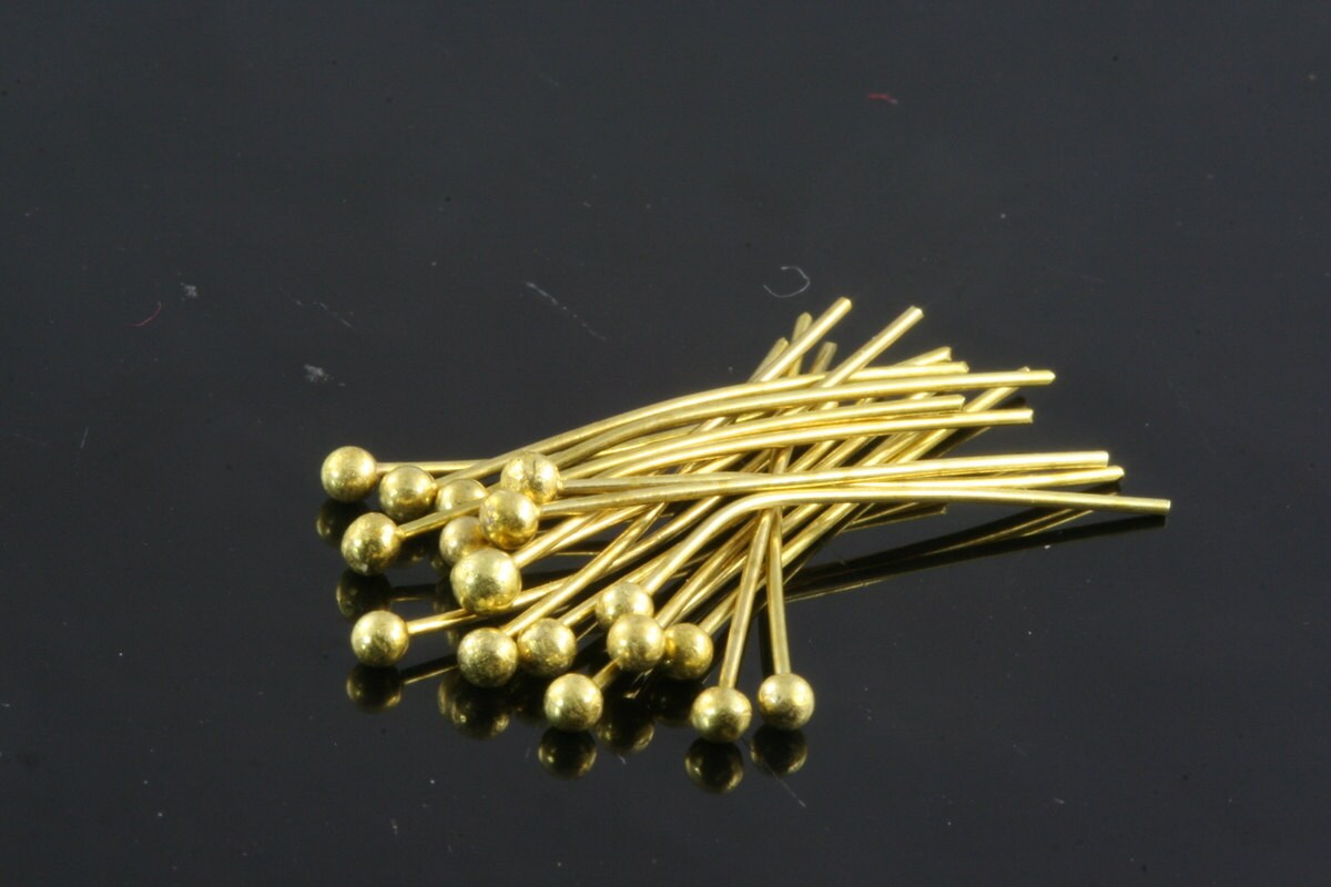 Ball head pin 200 pcs 25mm 24 gauge( 0,55mm ) raw brass Head Pin Ball end 2524HB