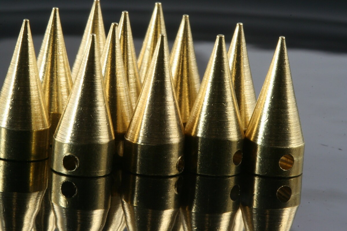 5 pcs Raw Brass Spike 7x16mm 9/32"x 5/8" Raw Brass finding industrial design (2mm 5/64" 13 gauge hole ) pendulum R1147