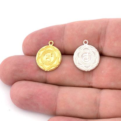 Chakra Svadhishthana Small Charms Shiny Gold - Shiny Silver - Antique Silver Plated or Raw Brass - 19x16mm 5479