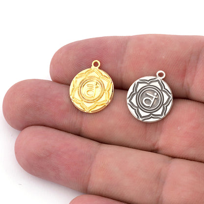 Chakra Svadhishthana Small Charms Shiny Gold - Shiny Silver - Antique Silver Plated or Raw Brass - 19x16mm 5479